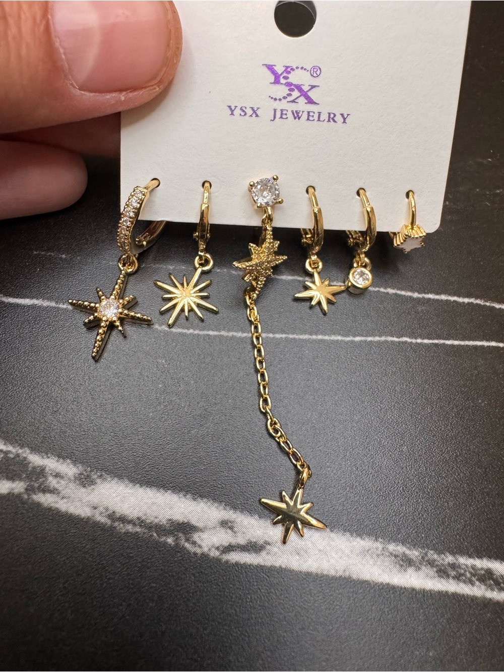 YSX Jewelry Gold Star Huggie Earring Set - 6 Piece